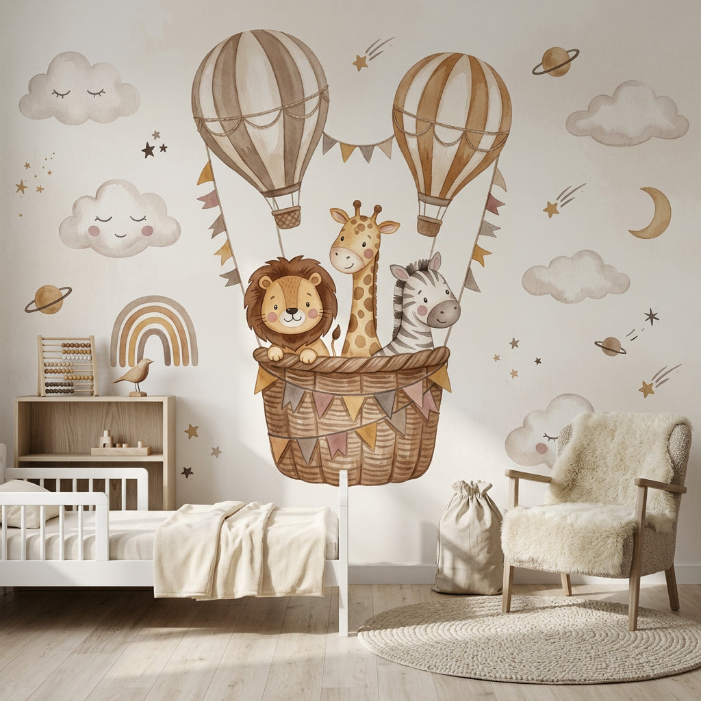 Hot Air Balloon Wallpaper Balloon Ride Removable Nursery Wall Decor