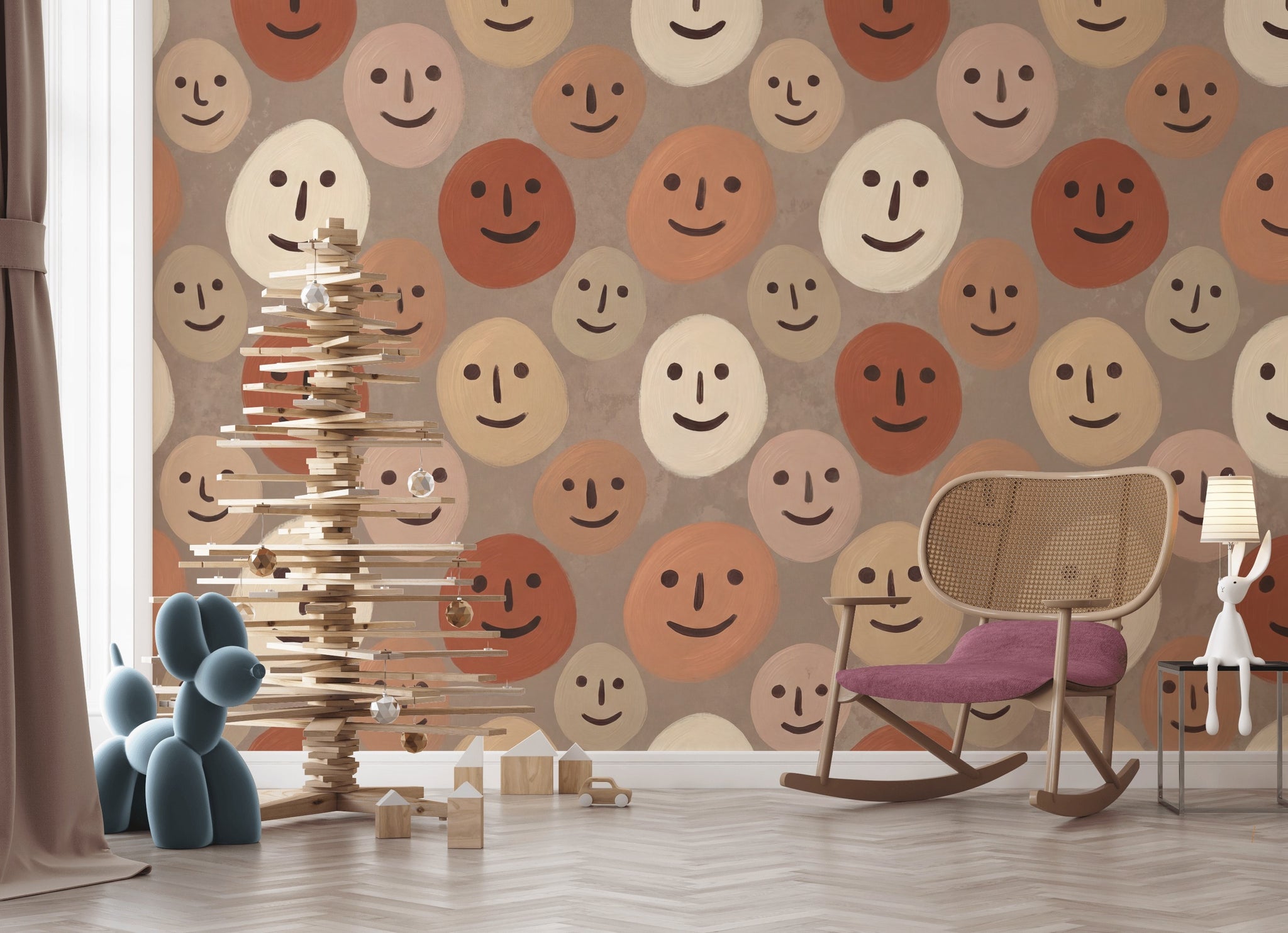 Abstract Faces Wallpaper Geometric Ovals Repeat Pattern Wall Mural
