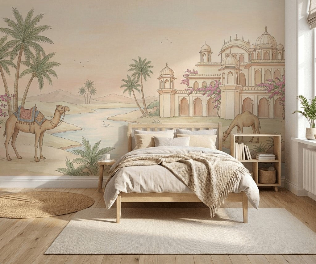 Desert Oasis Wallpaper Palace Domes Camel Wall Mural