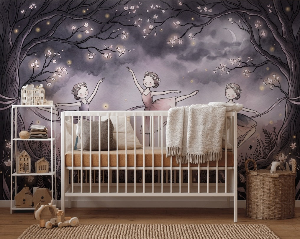 Moonlit Wallpaper Ballerinas Dark Wall Mural