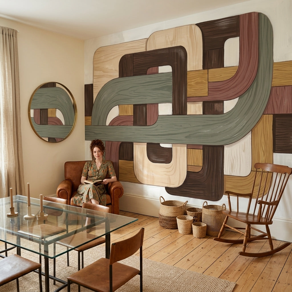 Mid Century Modern Wallpaper Retro Geometric Wall Mural