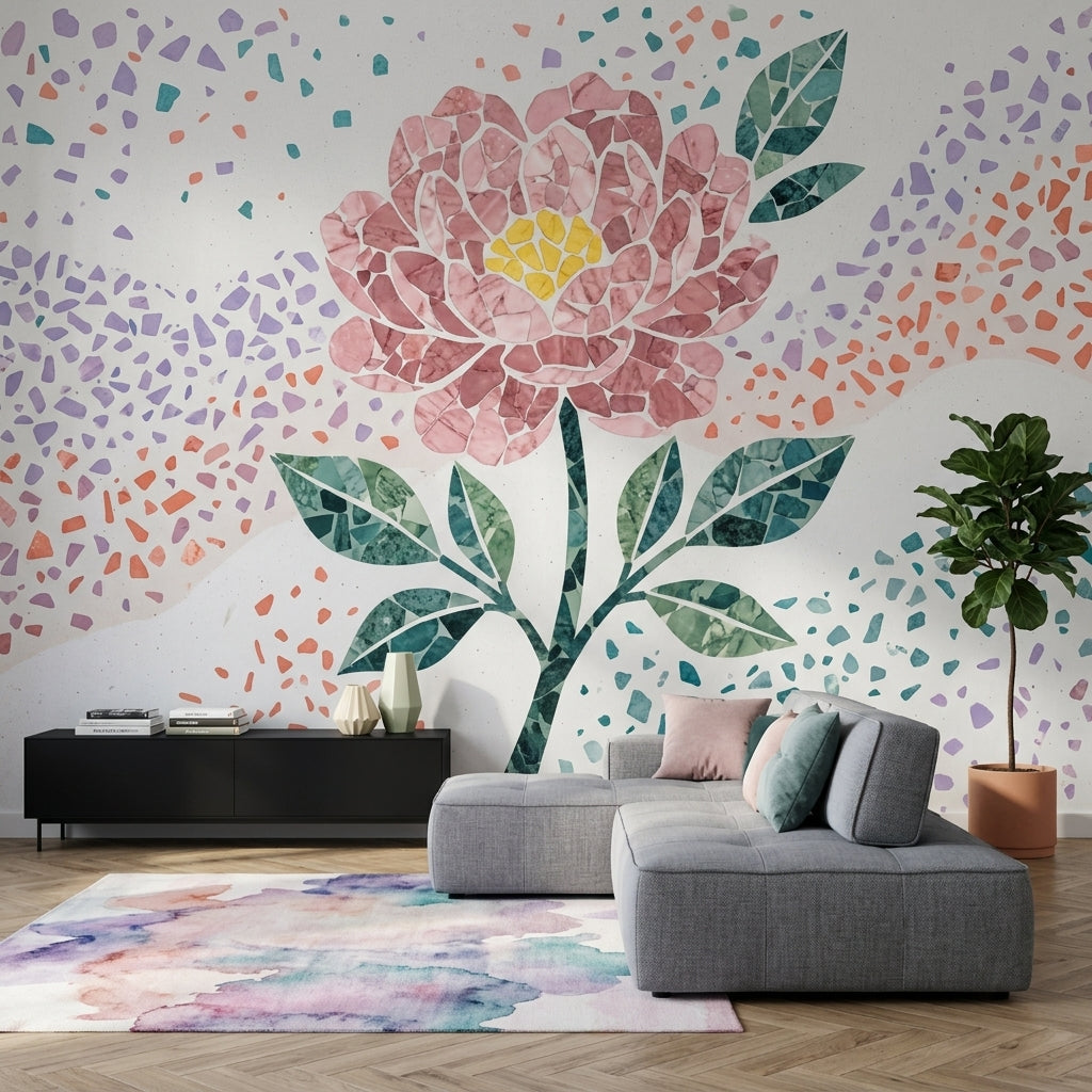 Terrazzo Texture Wallpaper Abstract Pattern Removable Wall Decor