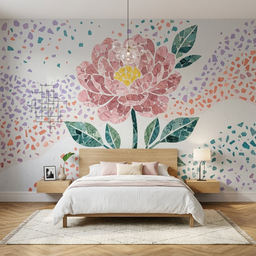 Terrazzo Texture Wallpaper Abstract Pattern Removable Wall Decor