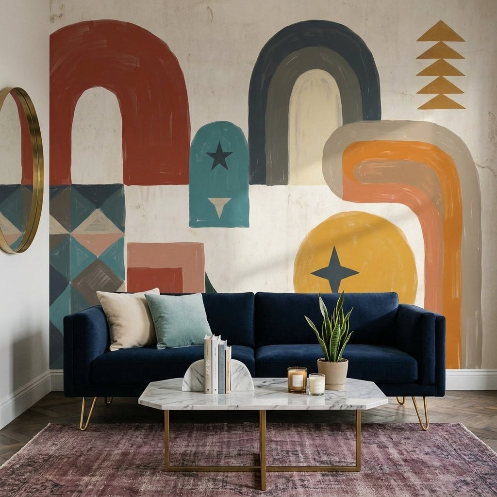 Mid Century Modern Wallpaper Totem Wall Mural