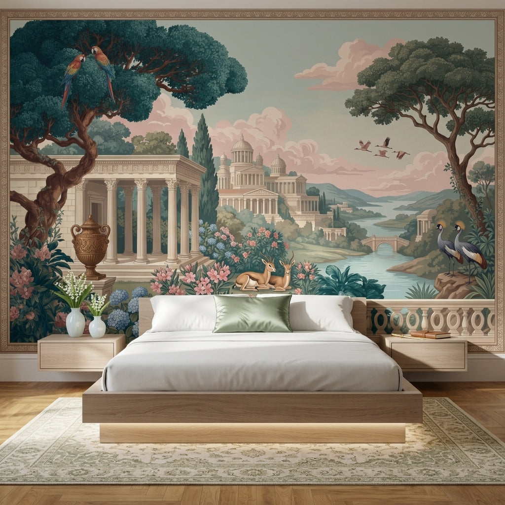 Classical Landscape Wallpaper Mediterranean Garden Neoclassical Architecture Removable Wall Decor