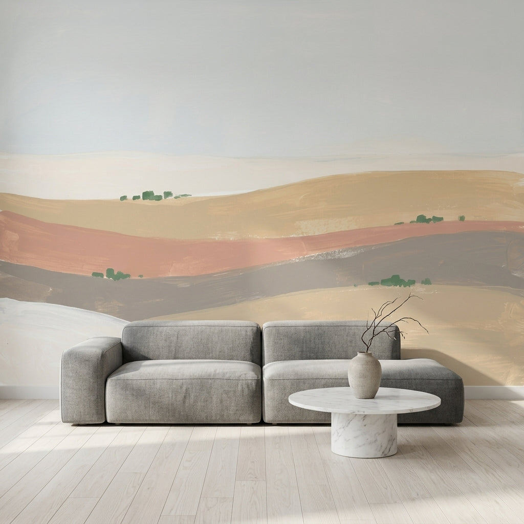 Abstract Landscape Wallpaper Rolling Hills Minimalist Wall Mural
