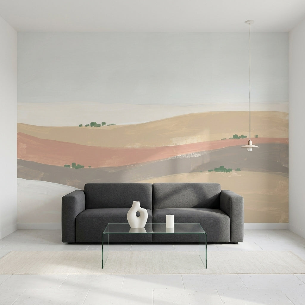 Abstract Landscape Wallpaper Rolling Hills Minimalist Wall Mural