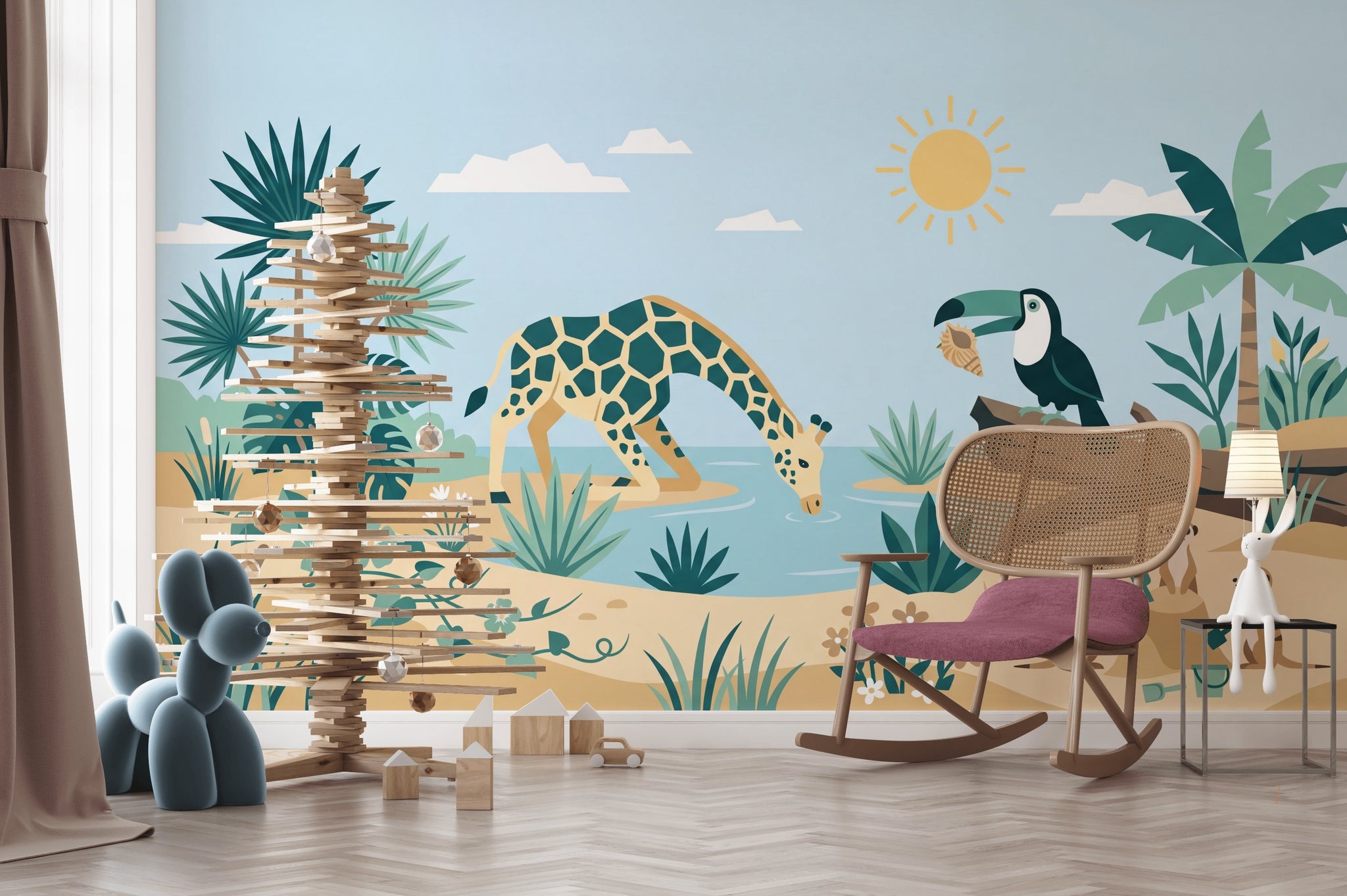 Tropical Wallpaper Safari Removable Watering Hole Wall Decor