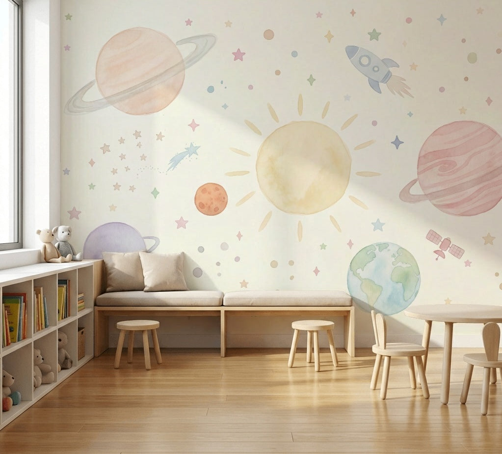 Space Wallpaper Celestial Removable Planets Wall Decor