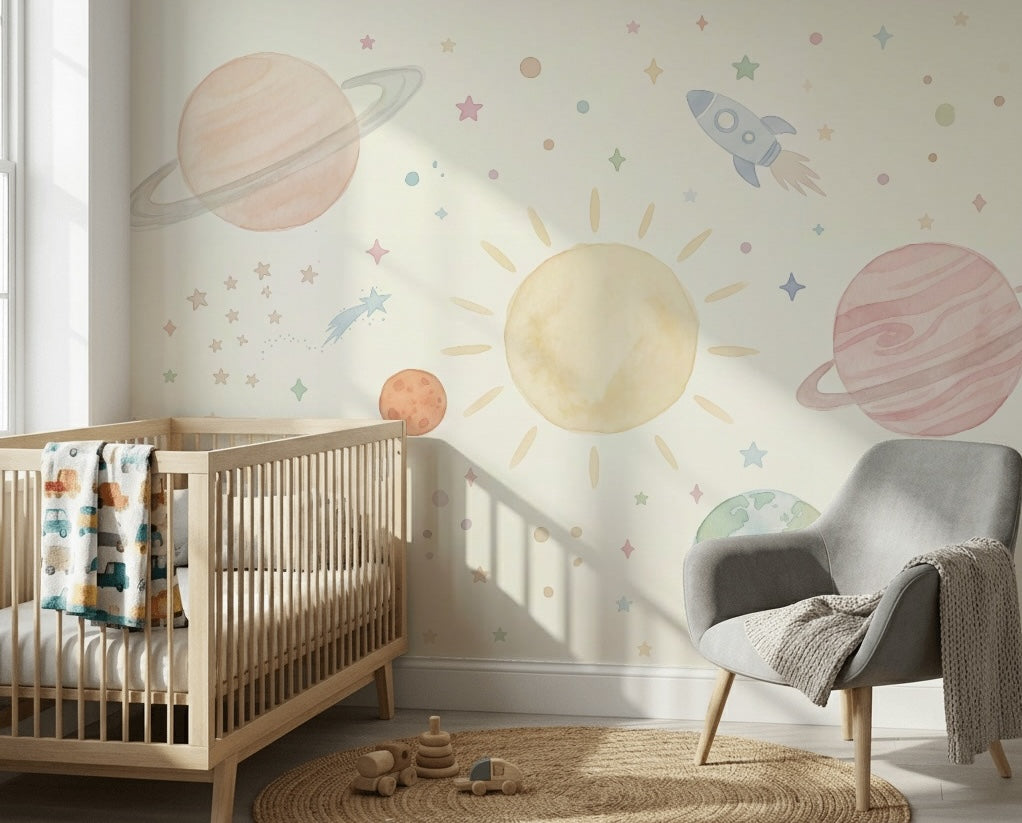 Space Wallpaper Celestial Removable Planets Wall Decor
