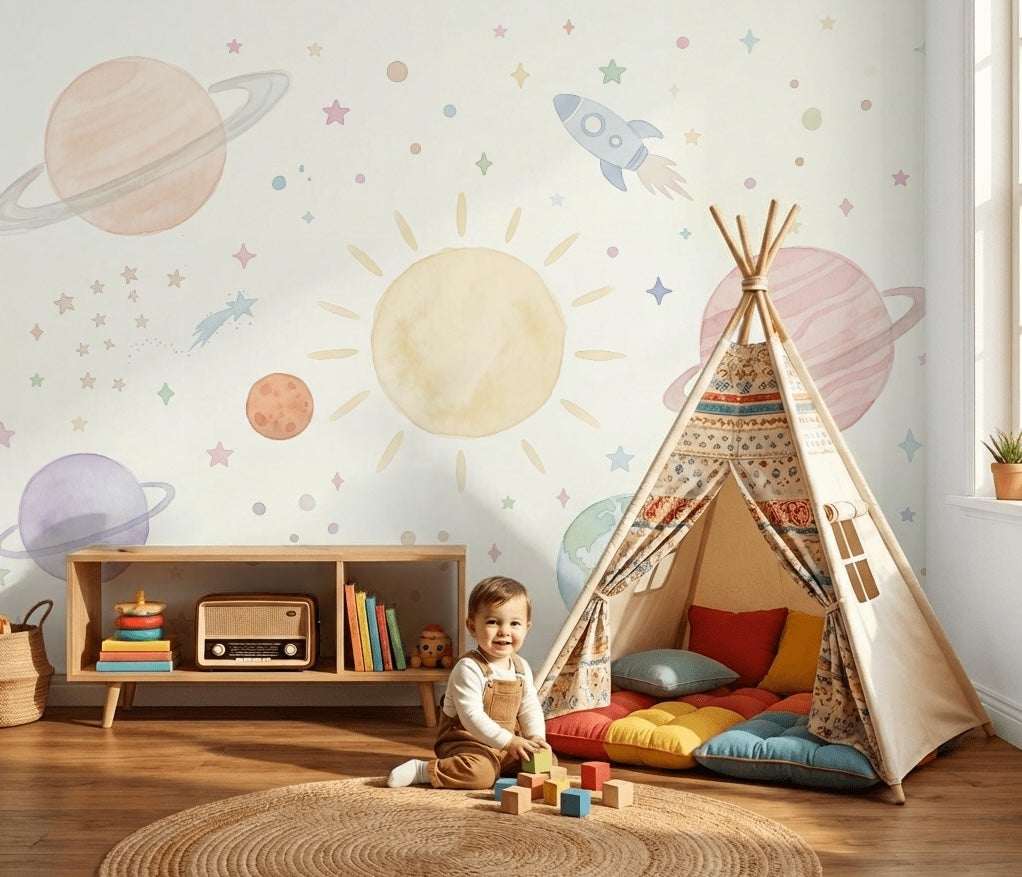Space Wallpaper Celestial Removable Planets Wall Decor