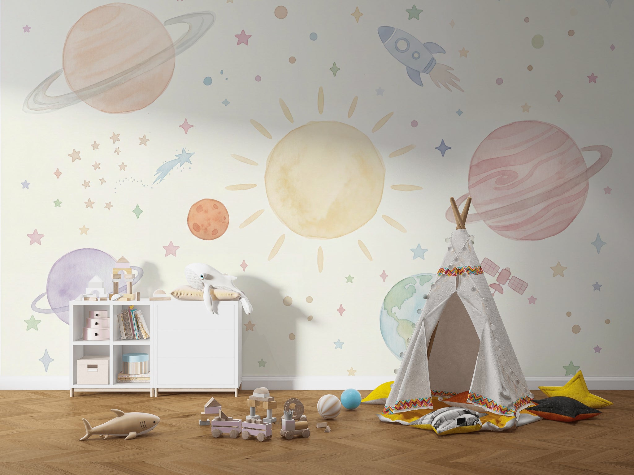 Space Wallpaper Celestial Removable Planets Wall Decor