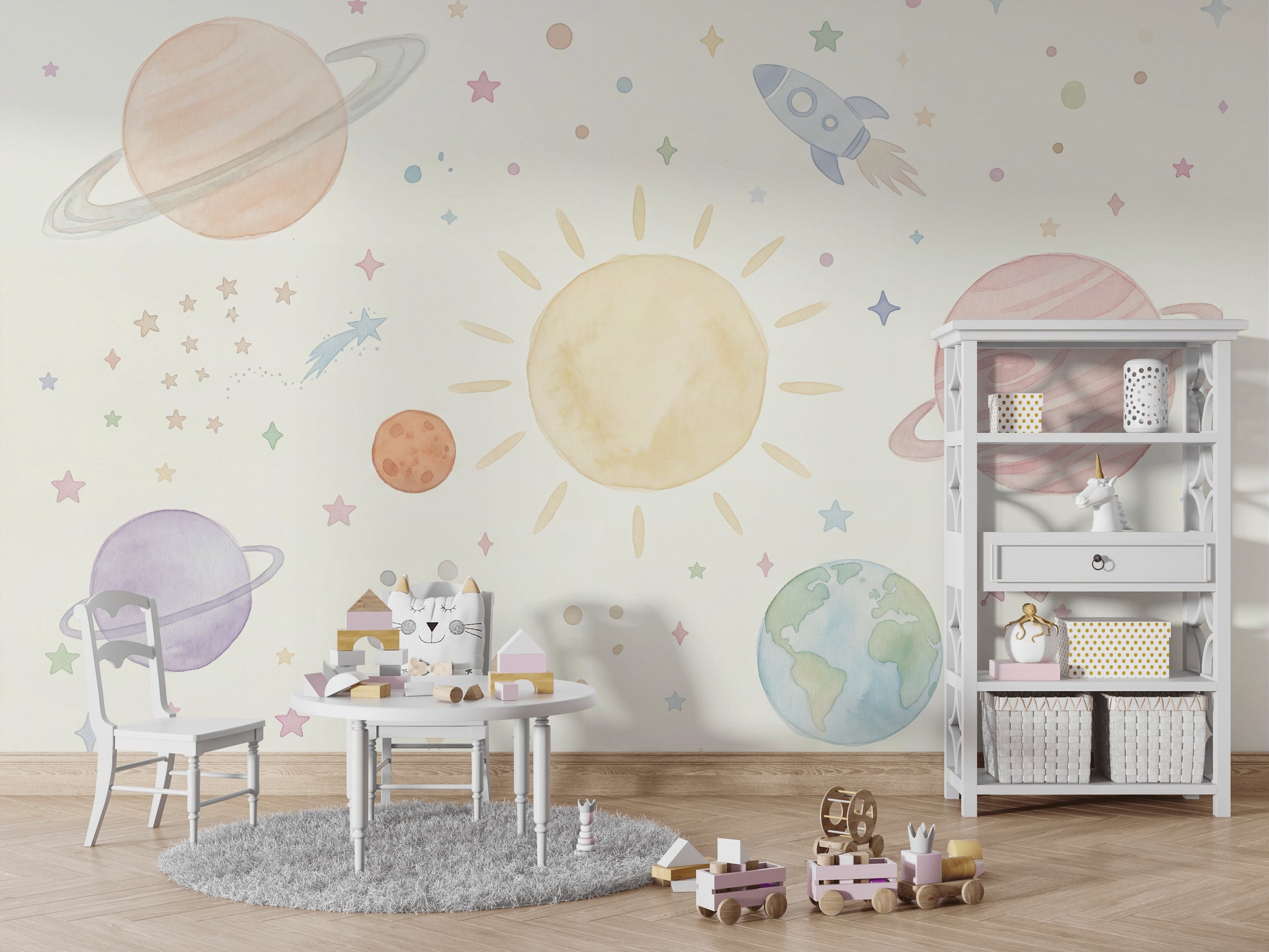 Space Wallpaper Celestial Removable Planets Wall Decor