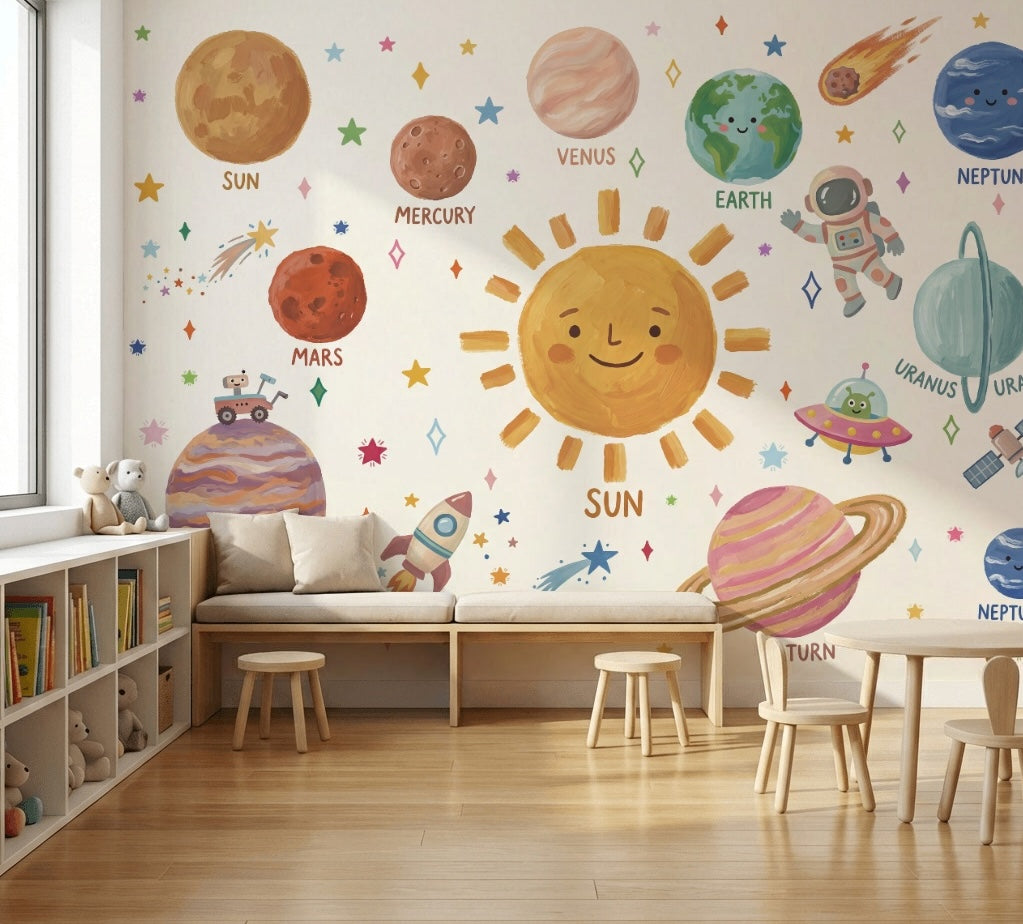 Astronaut Floating Wallpaper Space Galaxy Removable Wall Decor