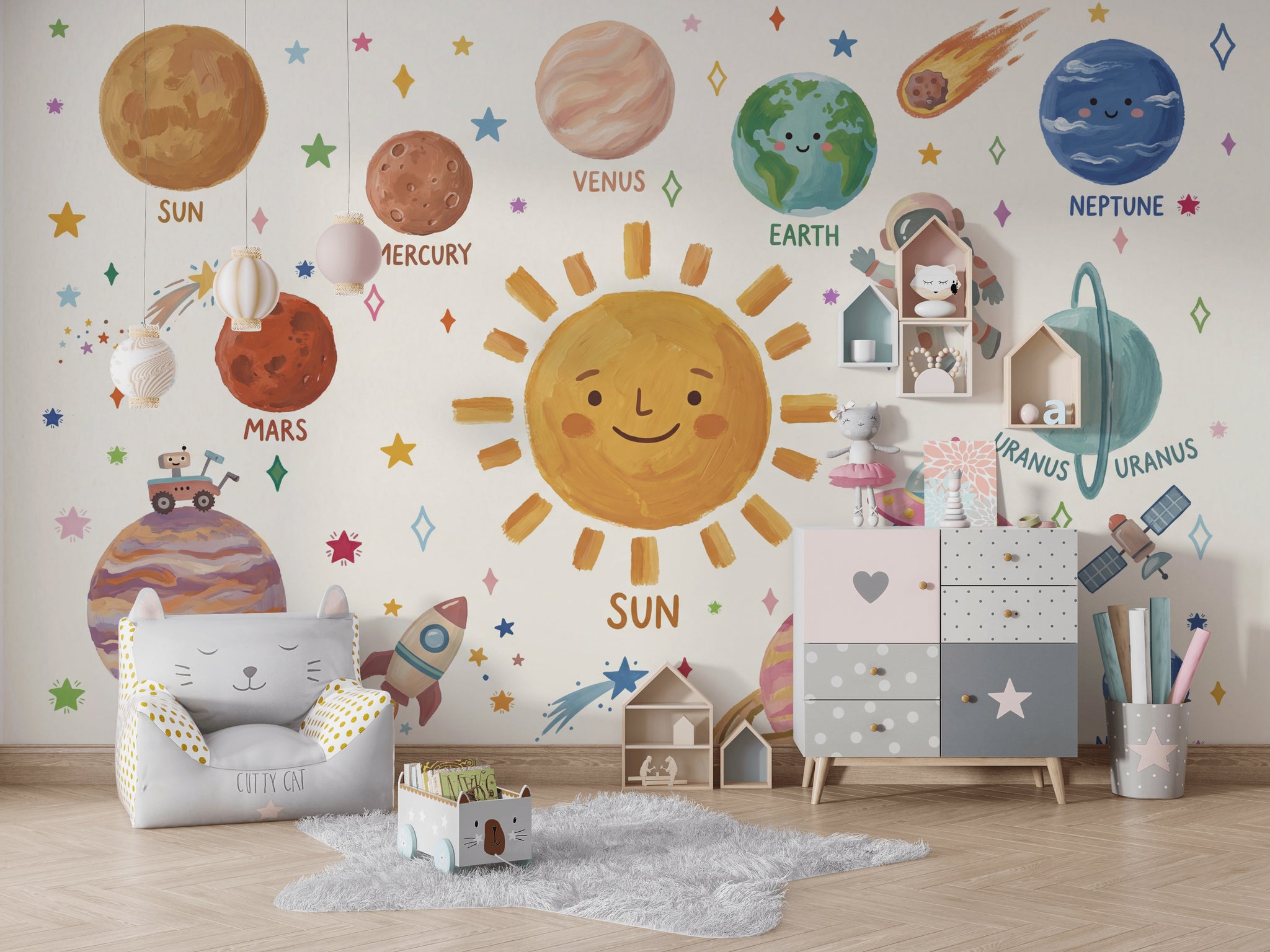 Astronaut Floating Wallpaper Space Galaxy Removable Wall Decor