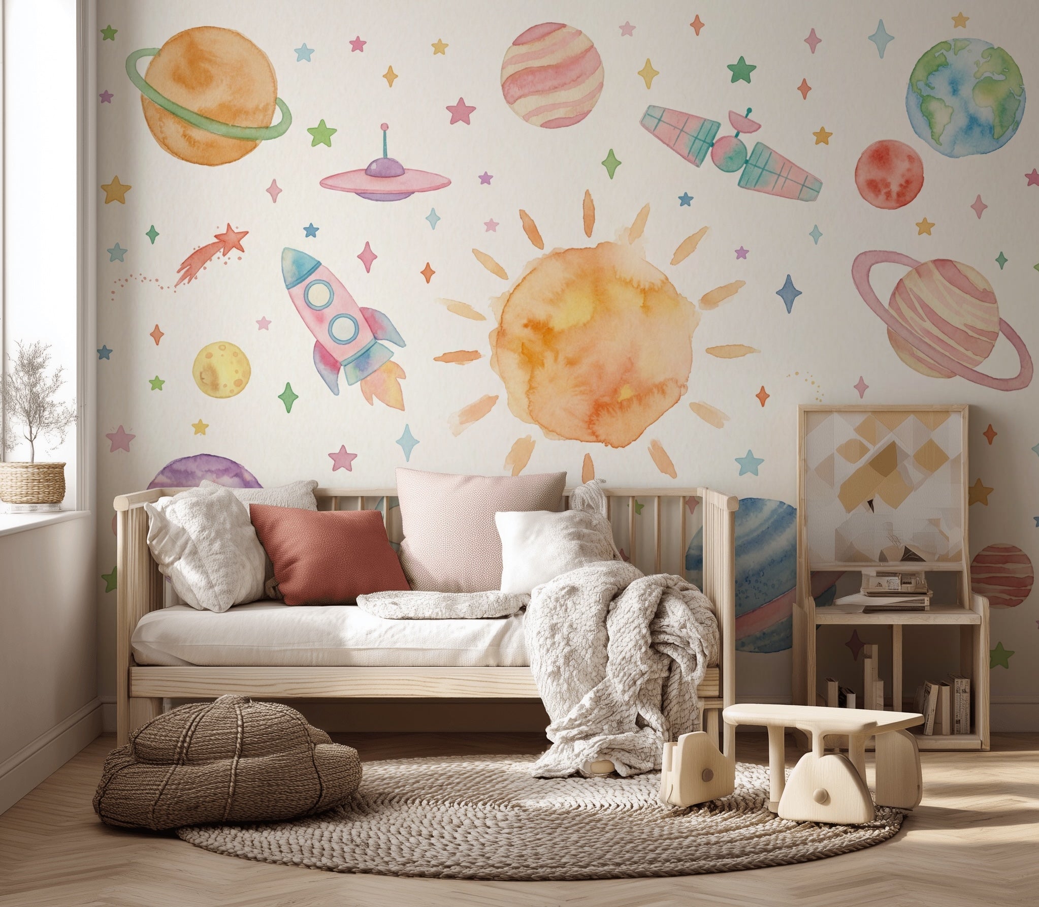 White Background Wallpaper Space Watercolor Wall Mural
