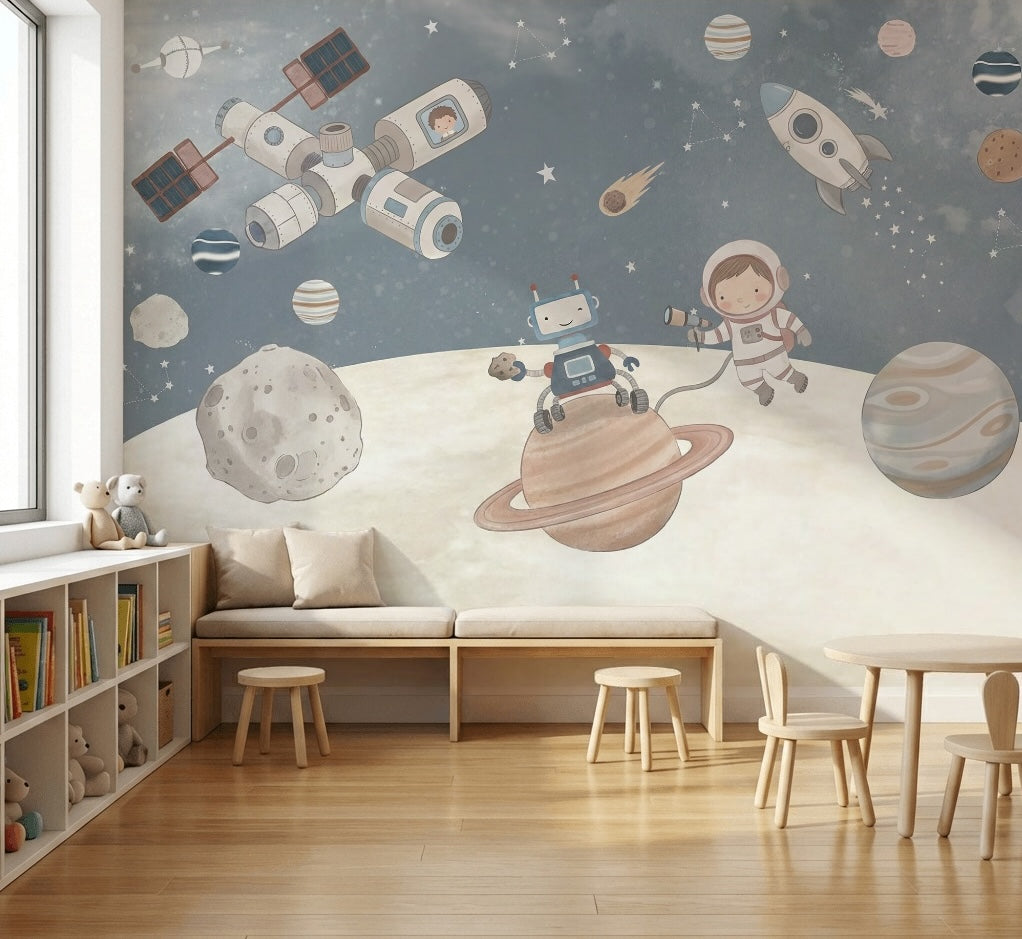 Astronaut Floating Wallpaper Space Explorer Galaxy Wall Mural