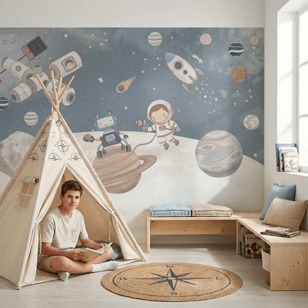 Astronaut Floating Wallpaper Space Explorer Galaxy Wall Mural