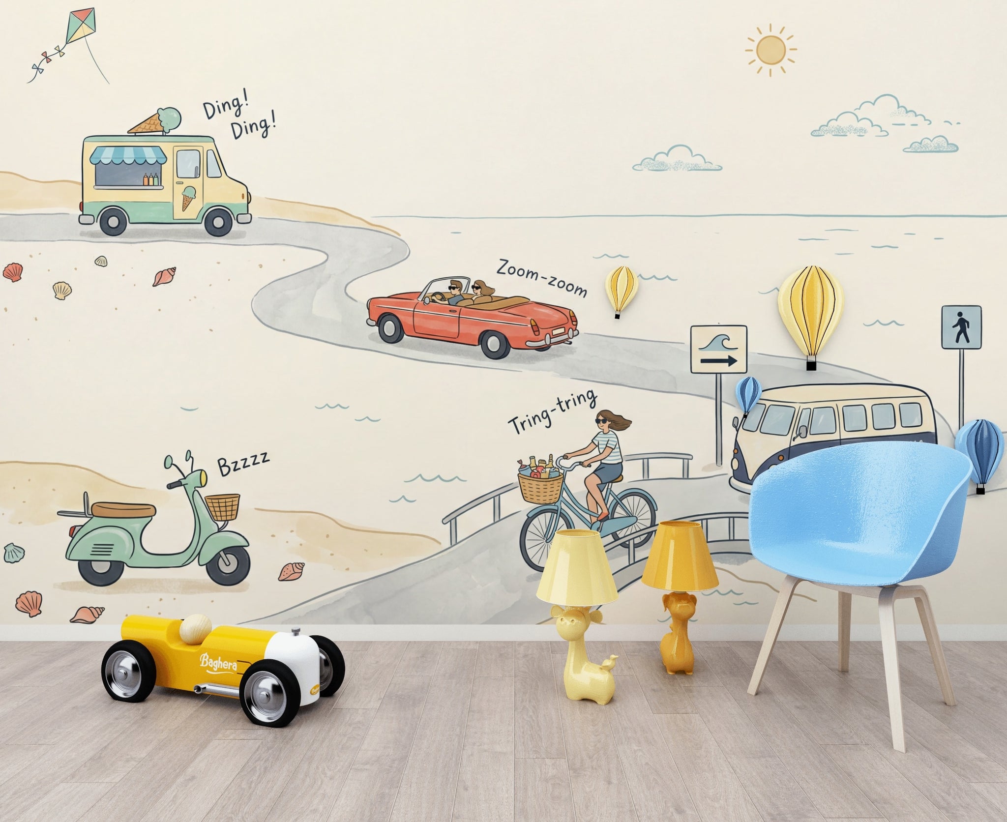Coastal Wallpaper Beach Seaside Road Removable Wall Decor