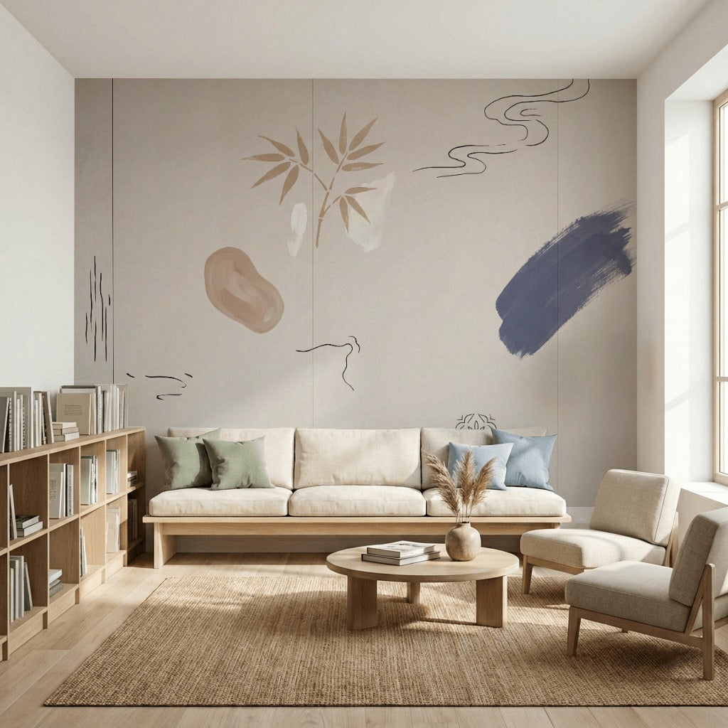 Light Abstract Wallpaper Minimalist Removable Airy Neutral Wall Decor