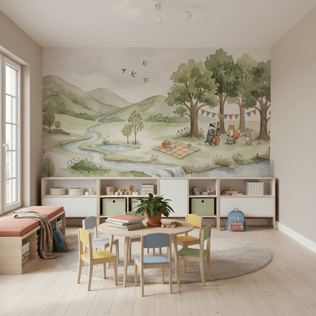 Cloudy Sky Wallpaper Watercolor Kids Removable Wall Decor