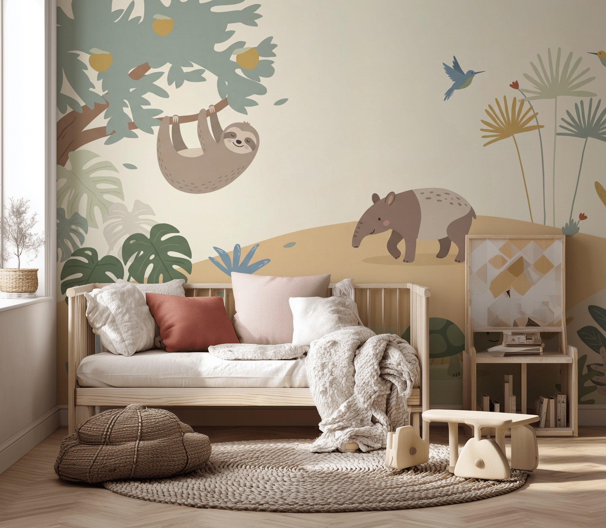 Nursery Wallpaper Jungle Cute Animals Wall Mural