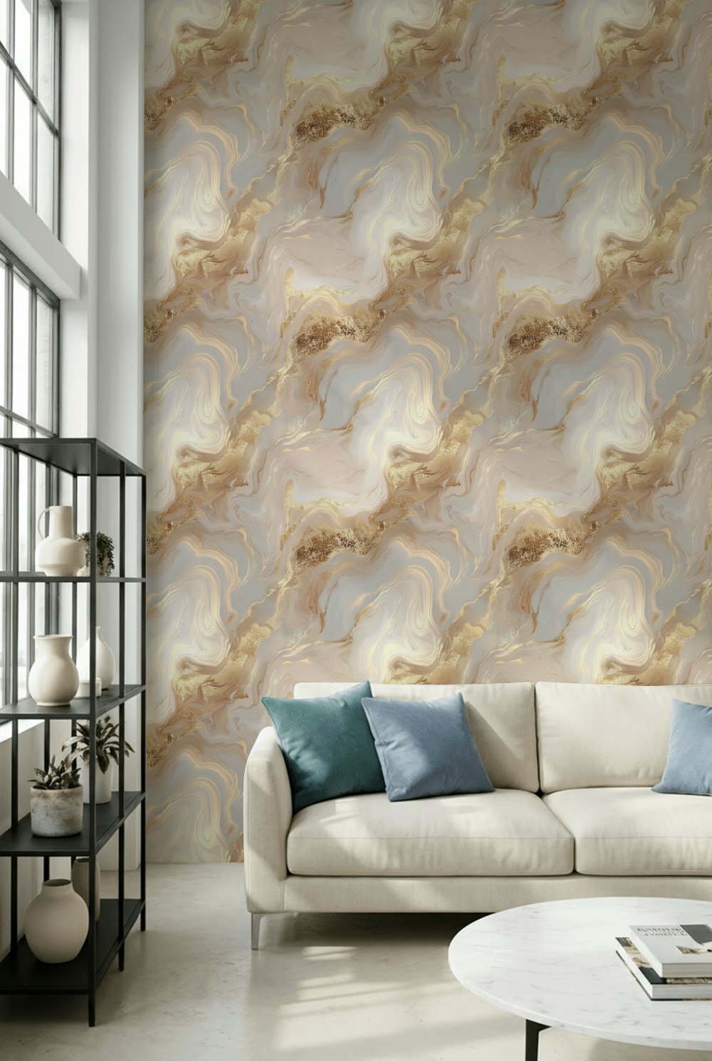 Marble Wallpaper Abstract Removable Gold Metallic Wall Decor
