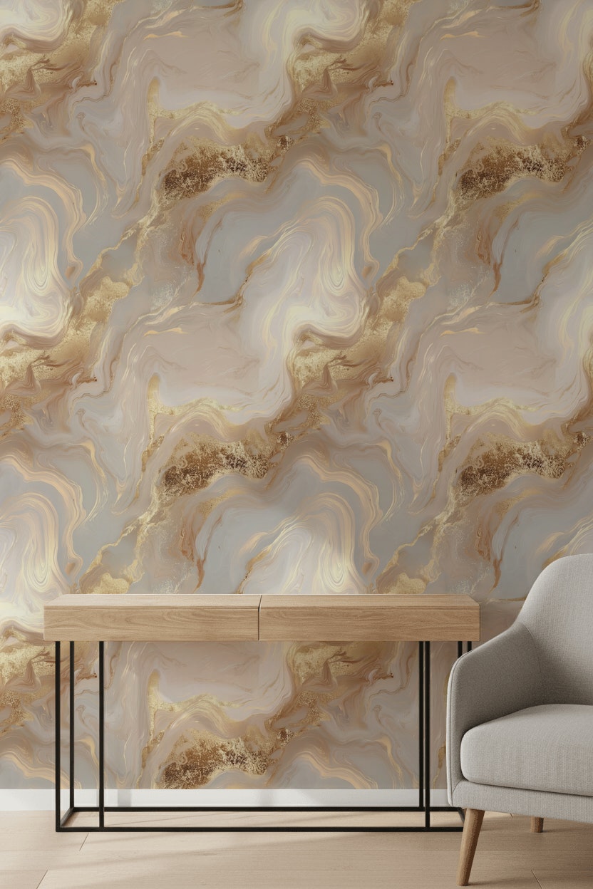Marble Wallpaper Abstract Removable Gold Metallic Wall Decor