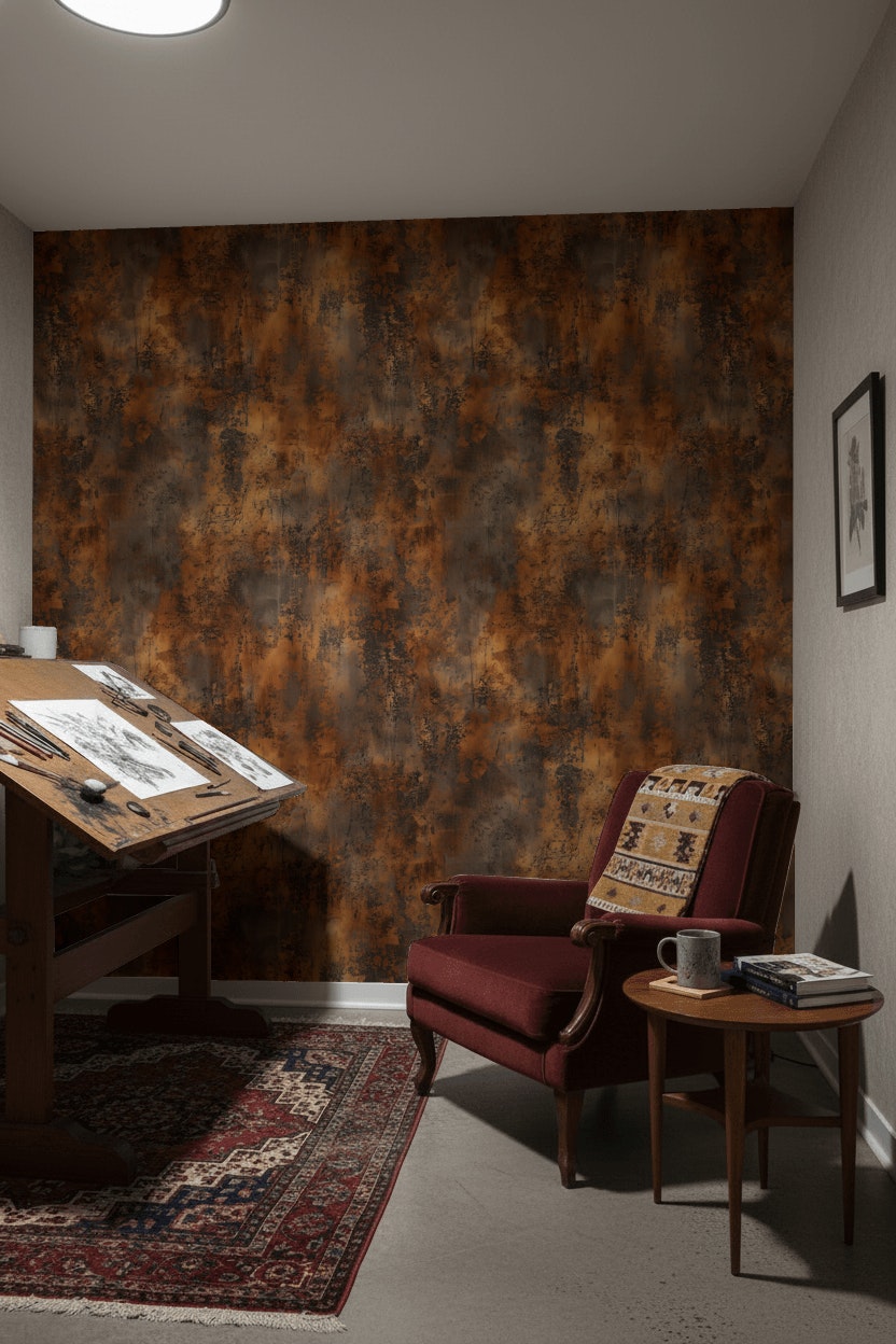 Weathered Metal Wallpaper Rust Removable Patina Wall Double Roll