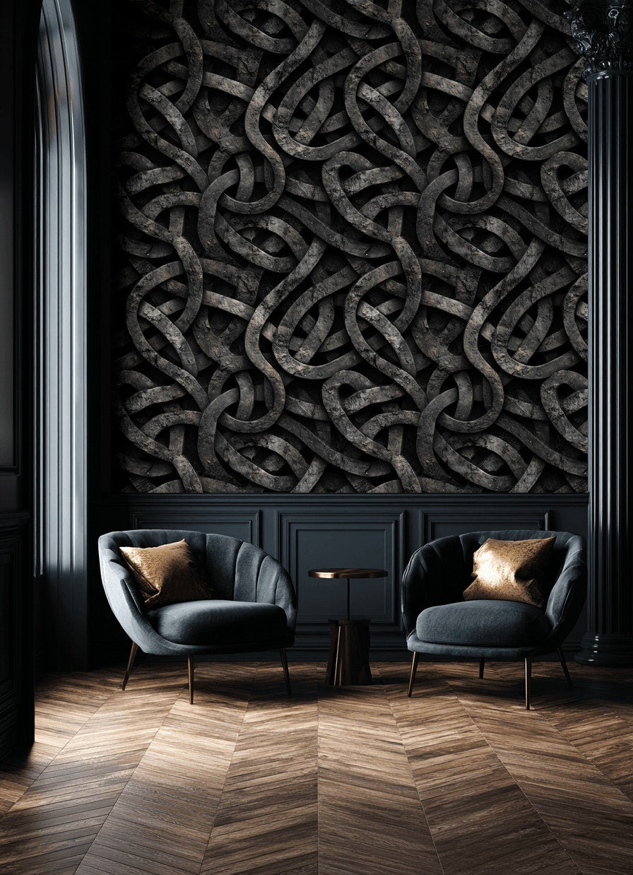 Interwoven Bands Wallpaper 3D Texture Industrial Decorative Mural