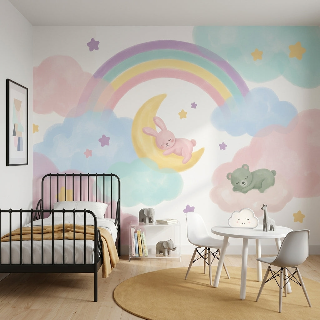 White Background Wallpaper Nursery Removable Kids Room Wall Decor