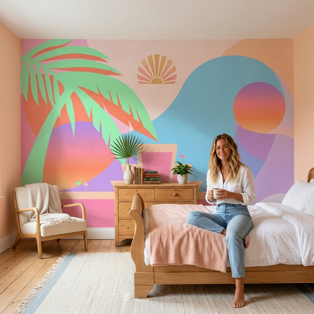 Art Deco Wallpaper Miami Vibe Tropical Wall Mural