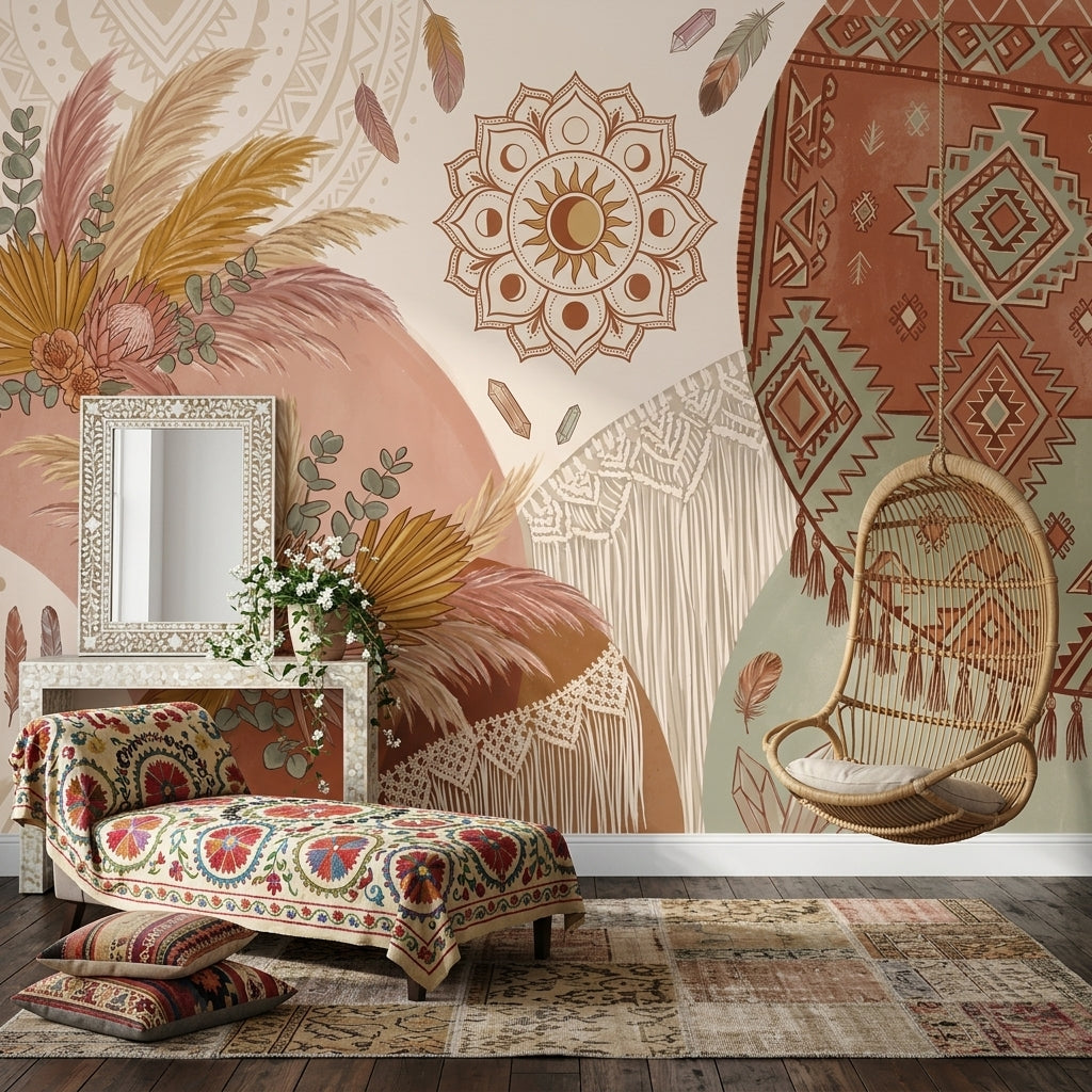 Boho Wallpaper Global Inspired Removable Moroccan Geometric Wall Decor