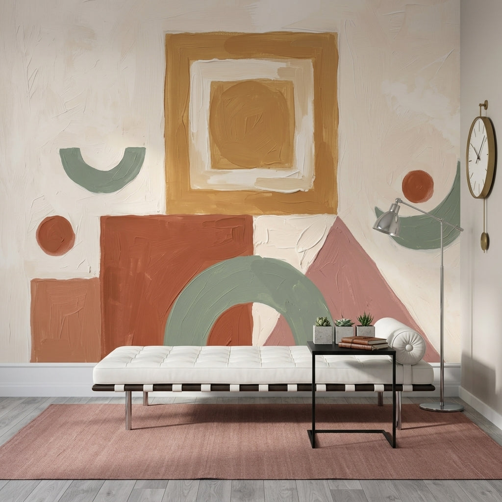 Abstract Wallpaper Geometric Earth Tones Removable Wall Decor
