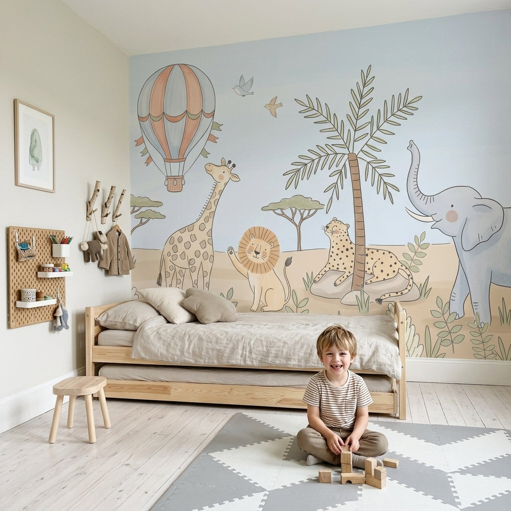 Hot Air Balloon Wallpaper Safari Jungle Wall Mural