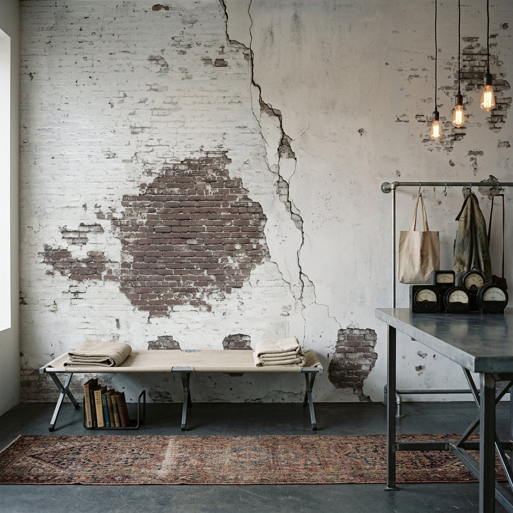 Distressed Wall Wallpaper Peeling Paint Exposed Brick Removable Wall Decor