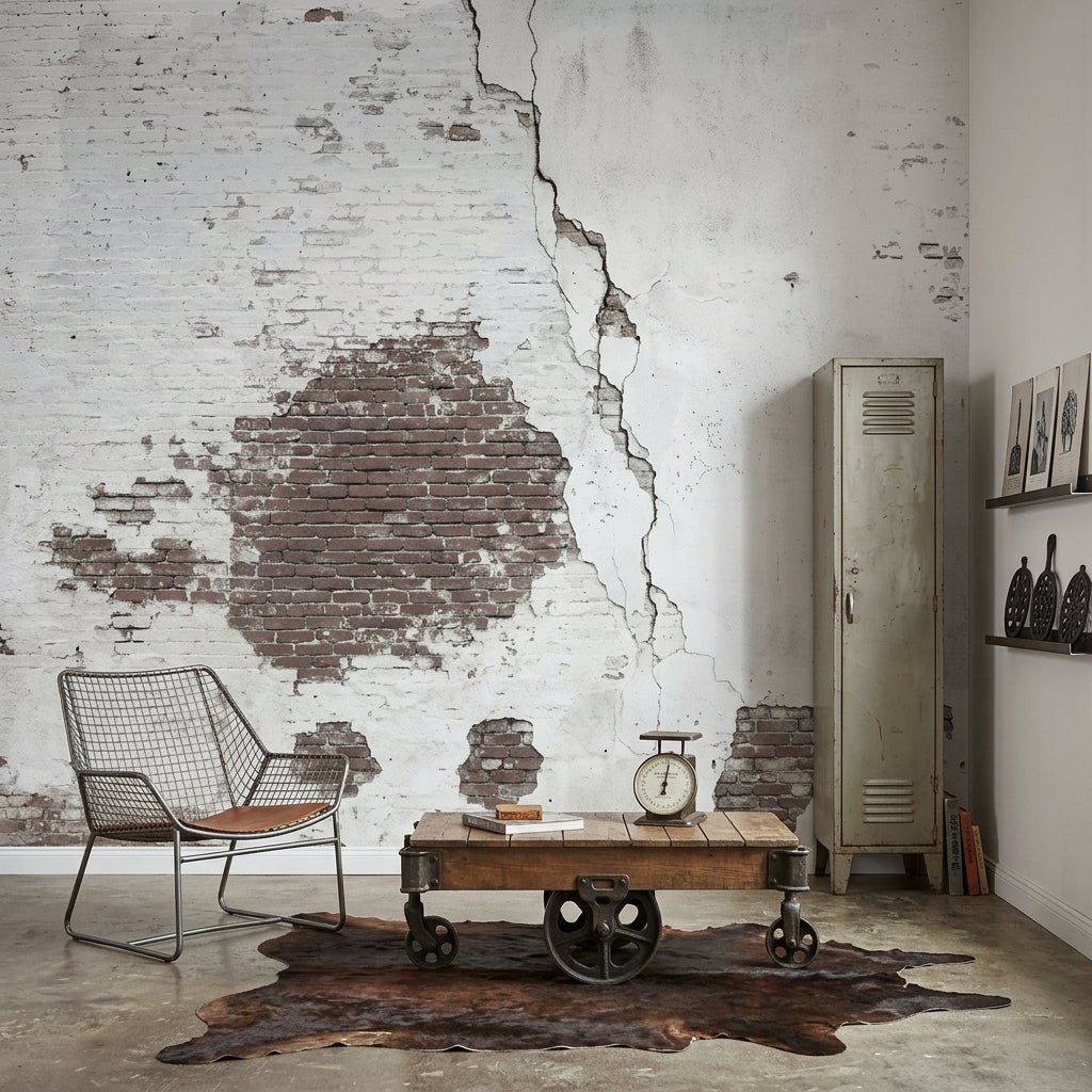Distressed Wall Wallpaper Peeling Paint Exposed Brick Removable Wall Decor