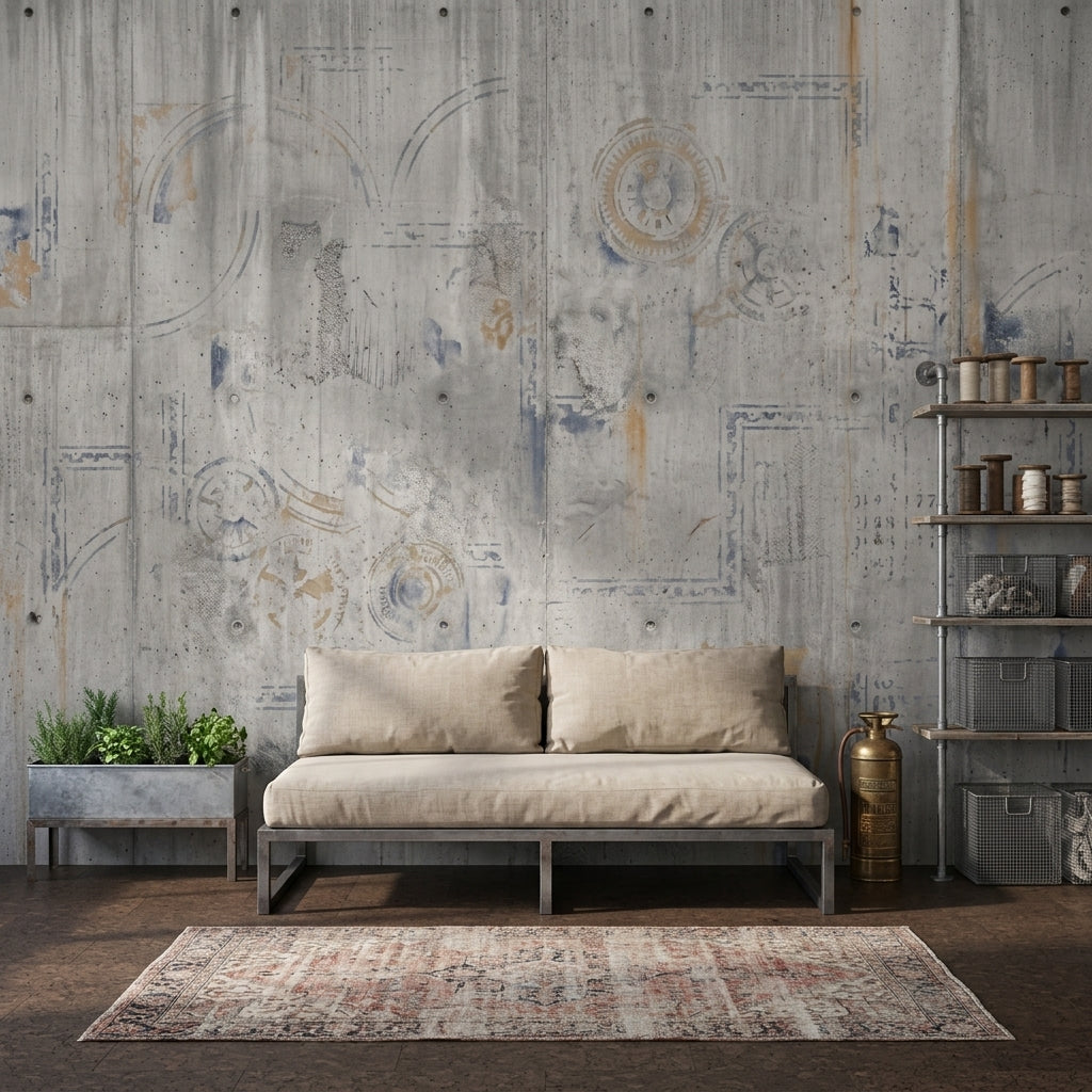 Industrial Concrete Wallpaper Abstract Stencil Gray Distressed Wall Mural