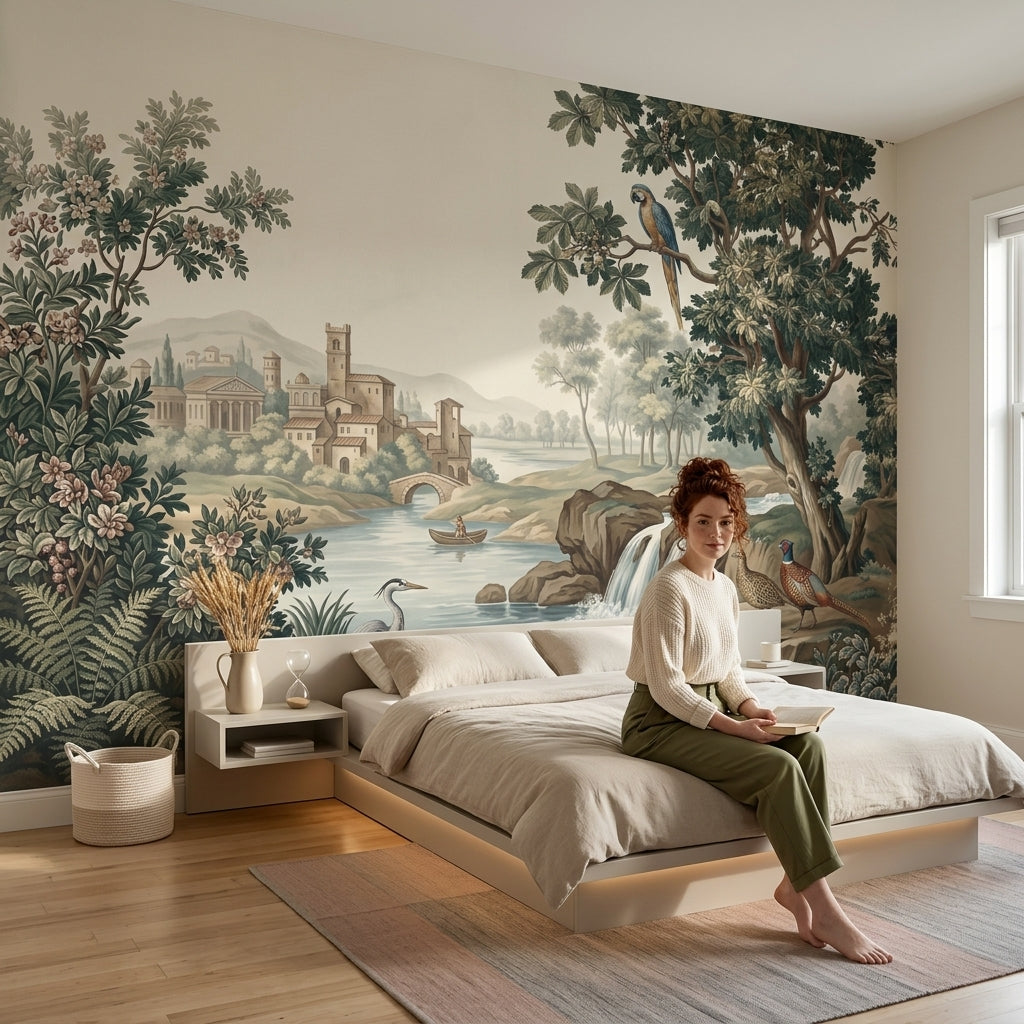 Pastoral Wallpaper Vintage Landscape Wall Mural