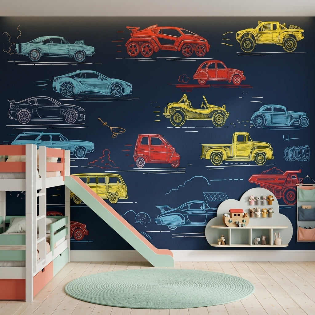 Mid Century Modern Wallpaper Retro Removable Kids Wall Decor