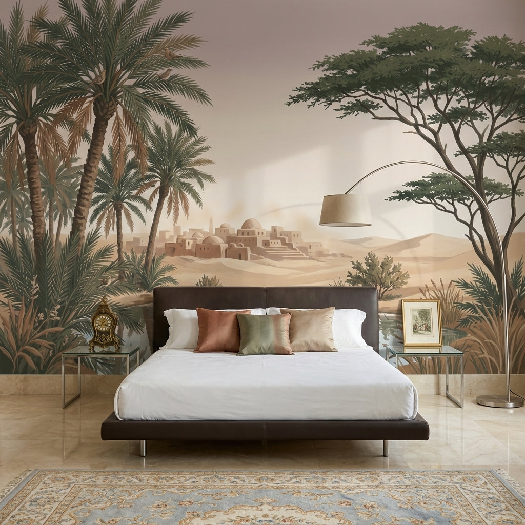 Desert Oasis Wallpaper Middle Eastern Village Adobe Domes Wall Mural