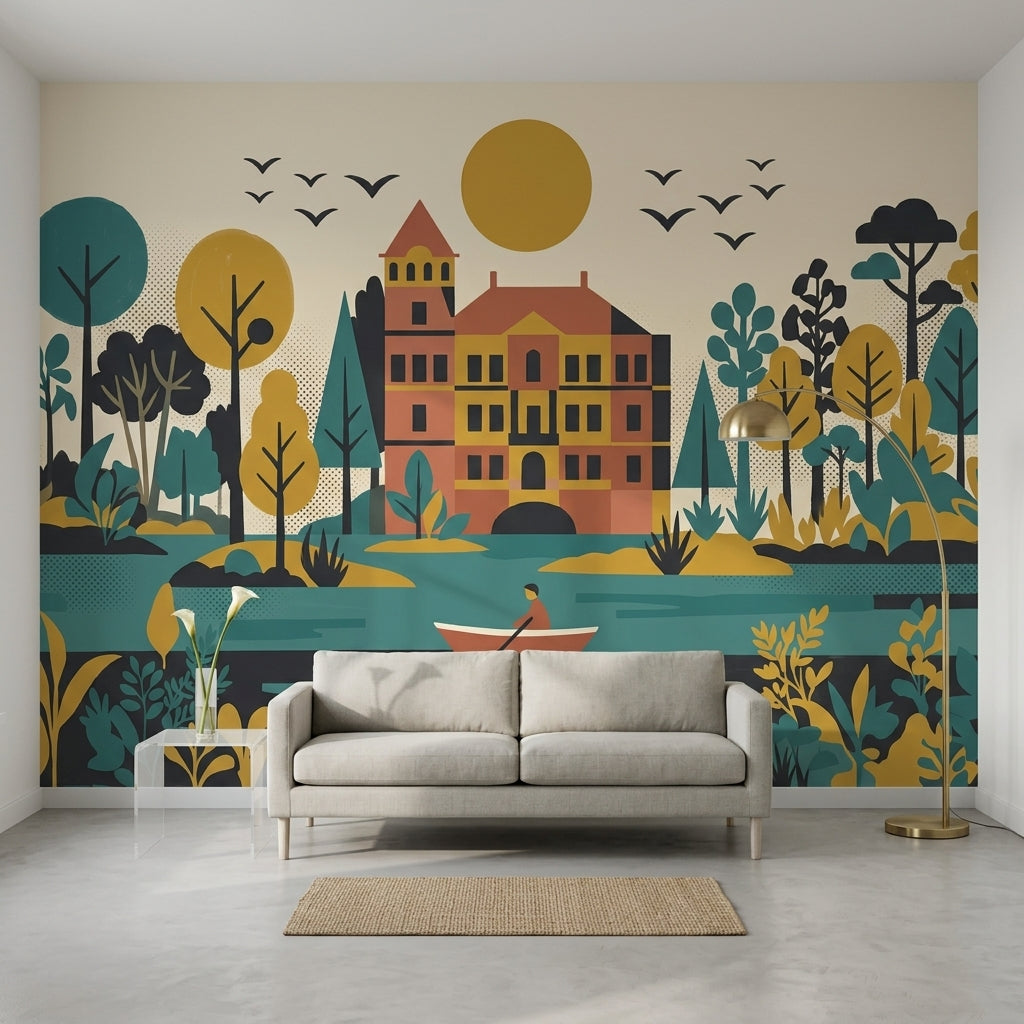 Mid Century Modern Wallpaper Retro Vintage Wall Mural