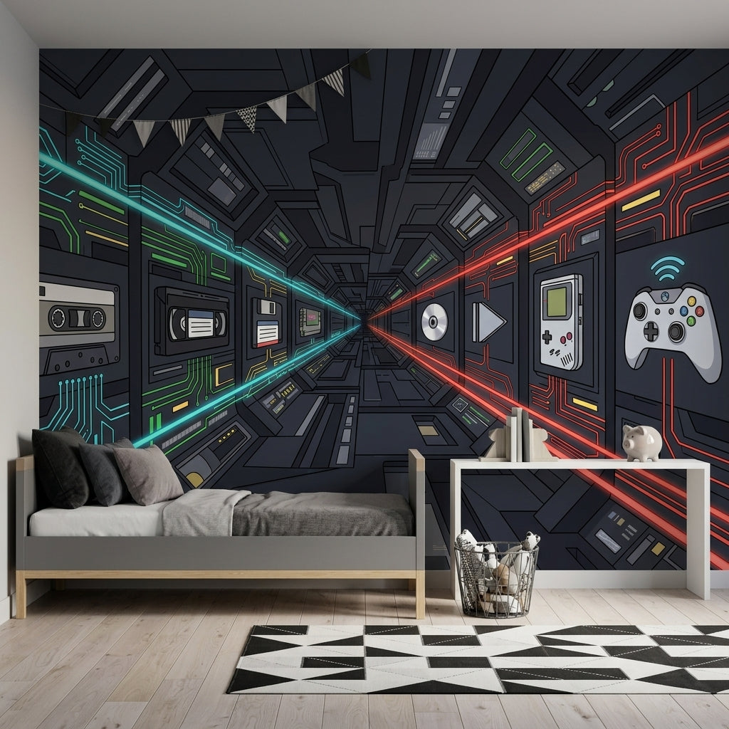 Walls Wallpaper Circuit Gaming Removable Wall Decor