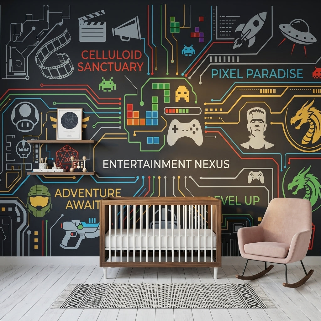 Circuit Board Wallpaper Gaming Pixel Art Removable Wall Decor