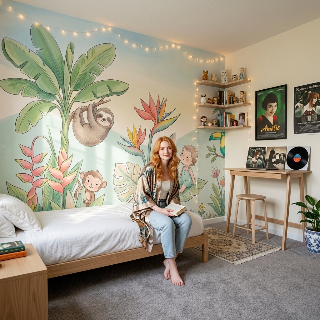 Tropical Wallpaper Jungle Watercolor Removable Wall Decor