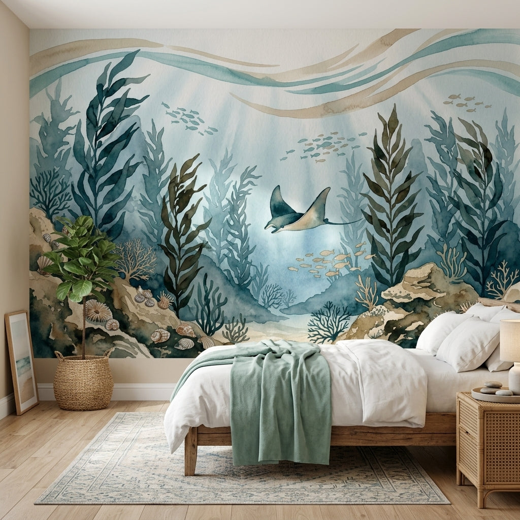 Underwater Wallpaper Ocean Watercolor Removable Wall Decor