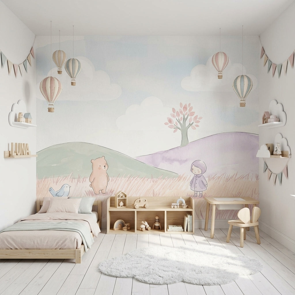 Whimsical Wallpaper Pastel Removable Watercolor Wall Decor