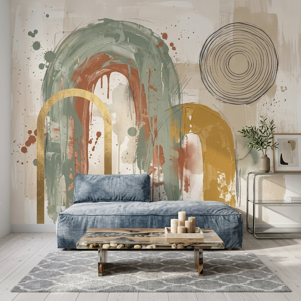 Abstract Wallpaper Arches Removable Mixed Media Wall Decor