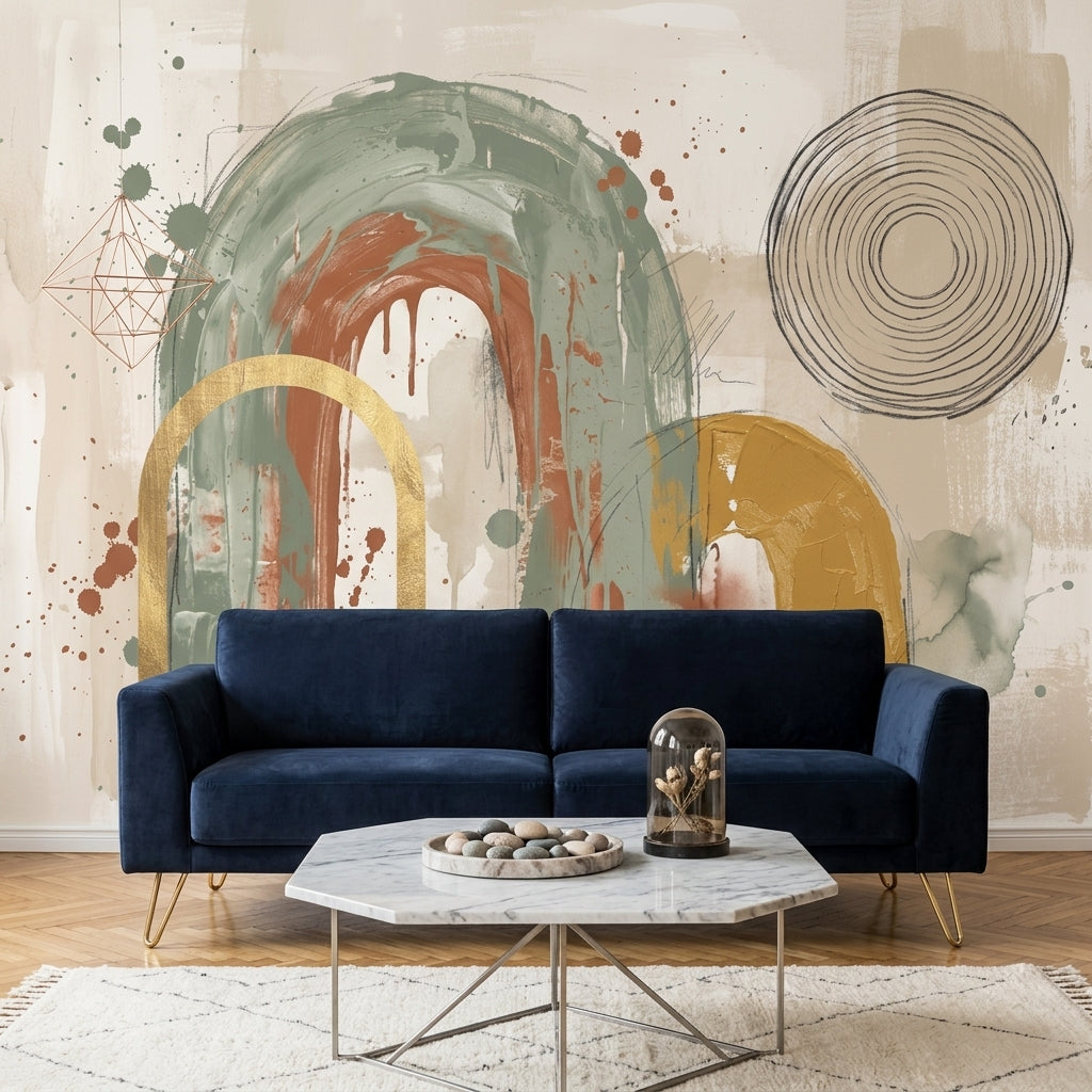 Abstract Wallpaper Arches Removable Mixed Media Wall Decor