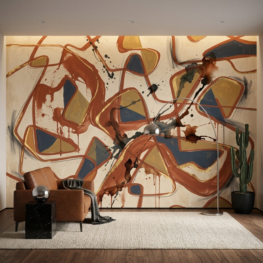 Mid Century Modern Wallpaper Bright Background Modern Wall Mural